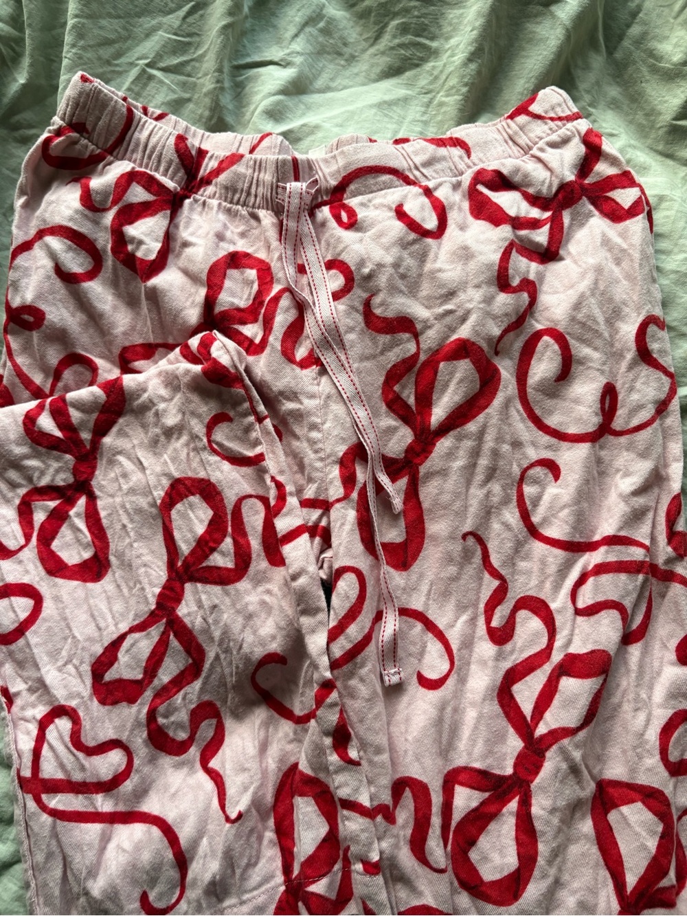 Joyspun Red Ribbon Print Pajama Pants